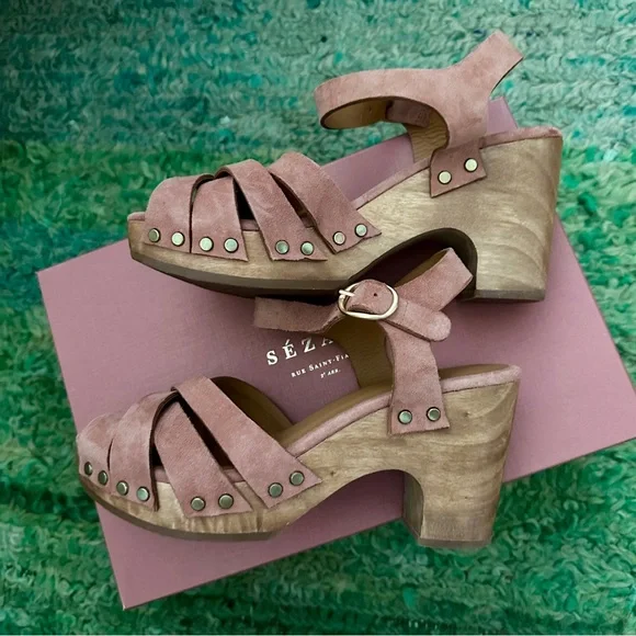 NEW Sezane Isabelle blush pink suede clogs EU 35 / US 6 - Picture 5 of 8